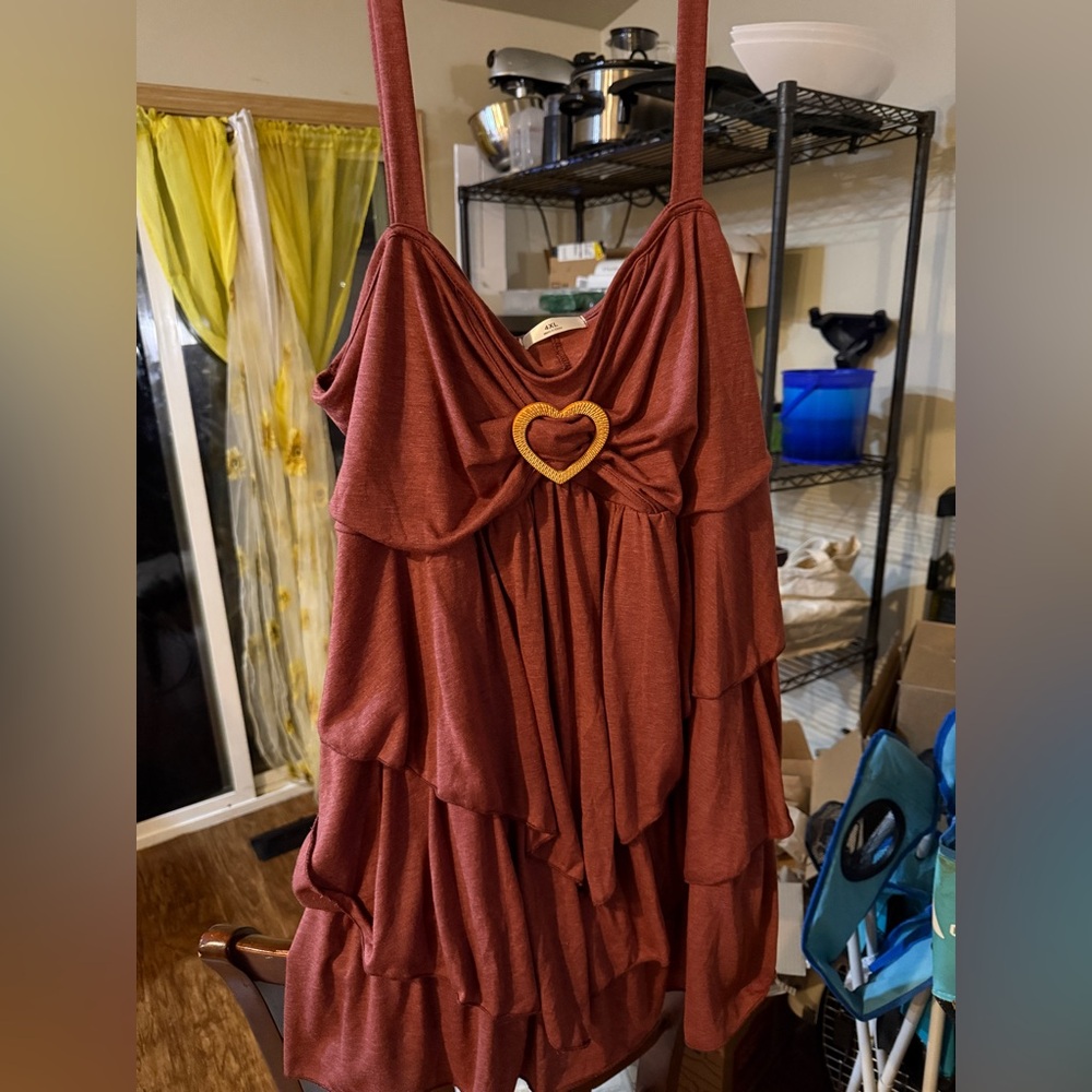 Rosegal Rust Tank Top with Heart Accent